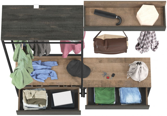 Трувор Прихожая 213, цвет дуб гранж песочный/интра, ШхГхВ 160х36,6х194,2 см., универсальная сборка