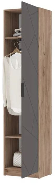 ОРЕГОН ШК 01 Шкаф 500 (500х2100х400) Фасад МДФ АСФАЛЬТ СУПЕРМАТ,ДУБ КРАФТ ТАБАЧНЫЙ/Корпус ДУБ КРАФТ ТАБАЧНЫЙ