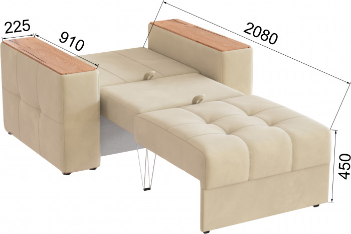 Кресло-кровать Виконт, Бежевый/Дуб канадский МДФ