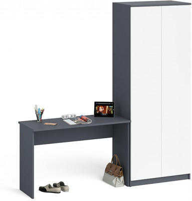 Мори письменный стол МСП1200.1 + Шкаф МШ800.1, графит/белый