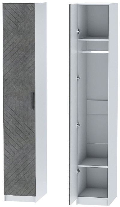 Шкаф-пенал №1 "Иннэс-7" - Белый/Бетон графит