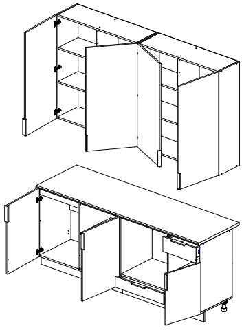 ЛИОН Кухня 2,0 (2000х2520х600) Фасад БЕЛЫЙ/Корпус БЕЛЫЙ