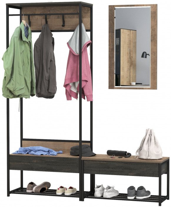 Трувор Прихожая 214, цвет дуб гранж песочный/интра, ШхГхВ 160х36,6х194,2 см., универсальная сборка