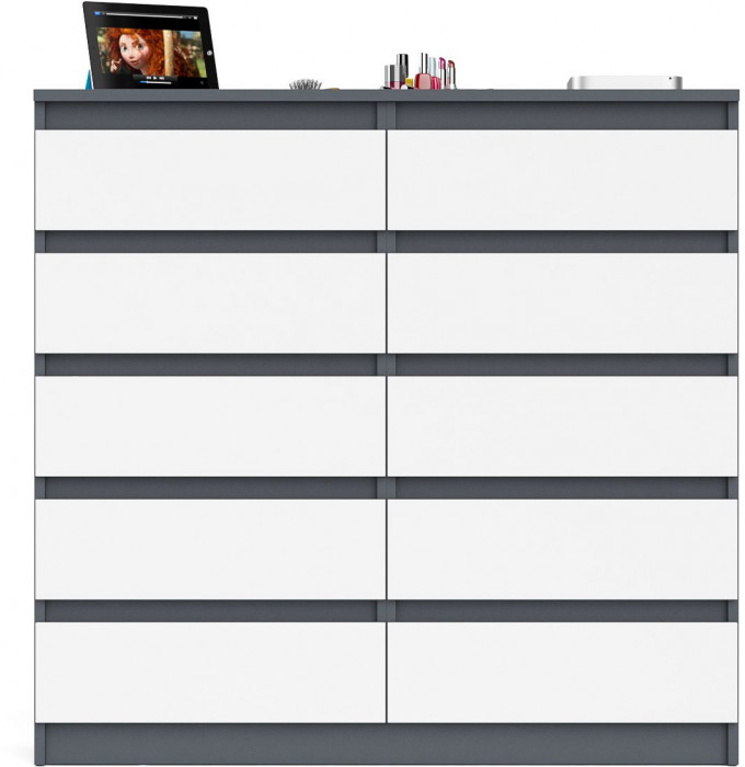 Мори Комод МК1200.10, цвет графит/белый, ШхГхВ 120,4х41х115 см.