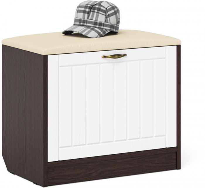 Прихожая П-6 Компоновка № 27, цвет венге/фасады МДФ белое дерево фрезеровка прованс, ШхГхВ 150х50х210 см., универсальная сборка