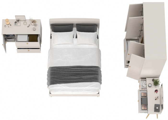 Афина Спальня 12-1400, цвет кашемир серый, сп.м. 1400х2000 мм., б/м, основание есть - фанера