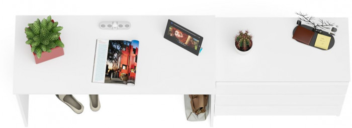 Мори Стол письменный МСП1200.1 + Комод МК800.1, цвет белый, ШхГхВ 200,8х50х76,6 см., универсальная сборка