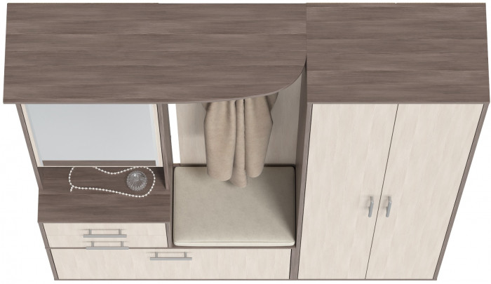 Прихожая 2-3430+2-3431бод.тем/св Домино - Комплект для прихожей, цвет бодега тёмный/бодега светлый, ШхГхВ 160х36х202 см., универсальная сборка