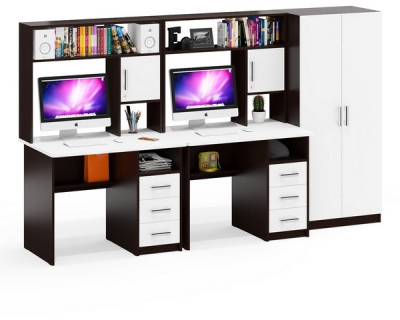 С-МД-СК9 Компоновка № 05, цвет венге/белый шагрень, ШхГхВ 274х70х160 см., НЕ универсальная сборка