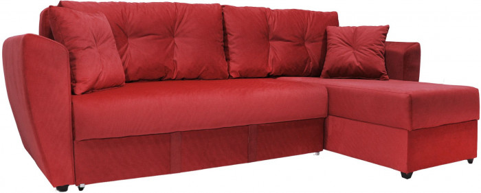 Диван-кровать угловой Амстердам Люкс, 150х200, еврокнижка, независимый пружинный блок, велюр, красный