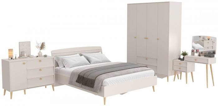 Афина Спальня 12-1600, цвет кашемир серый, сп.м. 1600х2000 мм., б/м, основание есть - фанера