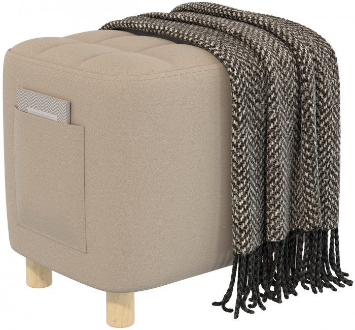 Банкетка 6-5127ТКВбеж Вики, цвет ткань бежевая, ШхГхВ 53х40х46 см.(прямоугольная тканевая банкетка на четырёх ножках)