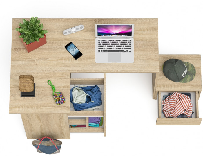 Мори компьютерный стол МС-16 левый + Тумба ТМП400.1, дуб сонома