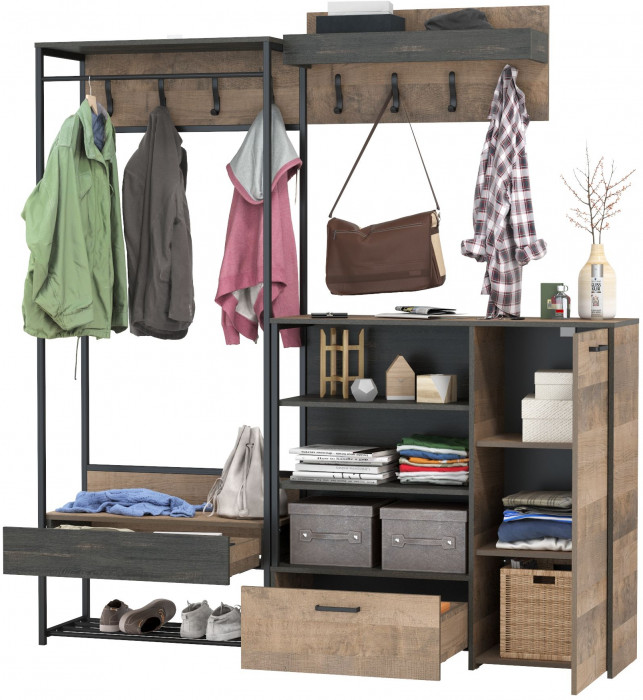 Трувор Прихожая 217, дуб гранж песочный/интра