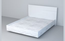 Кровать 1,6 арт.031 (ЛДСП) ЛН. (Бетон Светлый/Белый Глянец)