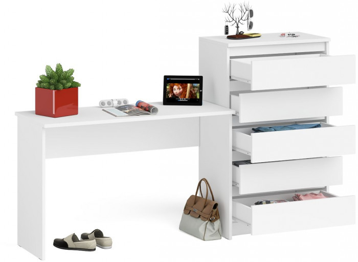 Мори письменный стол МСП1200.1 + Комод МК700.5, белый