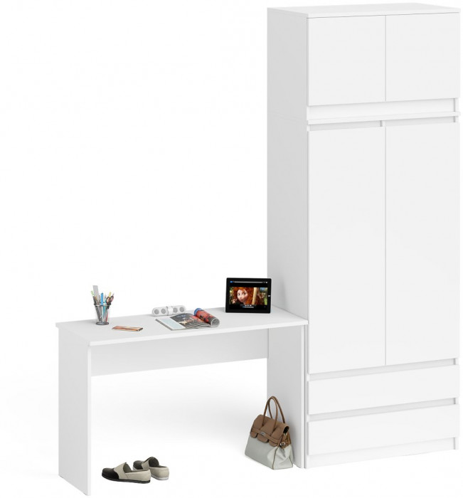 Мори письменный стол МСП1200.1 + Шкаф МШ900.1 + Антресоль МА900.1, белый