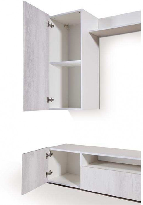 Стенка Прага-3 белый/белый глянец