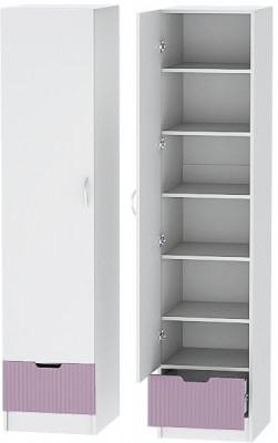 Детский Пенал Бриз МДФ, Белый/Сирень (Полосы)