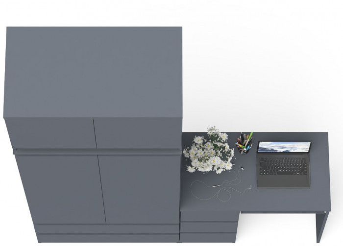 Мори Стол компьютерный МС-6 левый + Шкаф МШ900.1 + Антресоль МА900.1, цвет графит, ШхГхВ 180,4х50,4х234,2 см., выдвижные ящики слева, НЕ универс. сб.