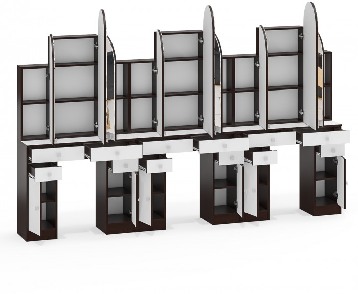 Три туалетных столика Трельяжа МД №2, венге/белый шагрень