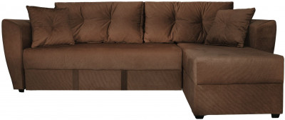 Диван-кровать угловой Амстердам Люкс, 150х200, еврокнижка, независимый пружинный блок, велюр, коричневый