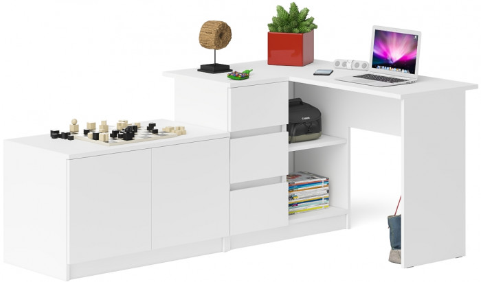 Мори компьютерный стол МС-16 левый + Тумба МА900.1, белый