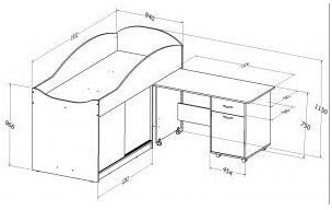 Детская кровать-чердак Дюймовочка-3 без лестницы, Дуб молочный / Розовый