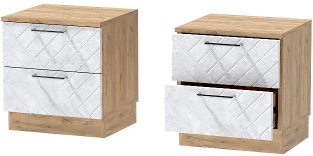 Тумба-6 прикроватная напольная "Иннэс-7", Крафт золотой/Бетон снежный