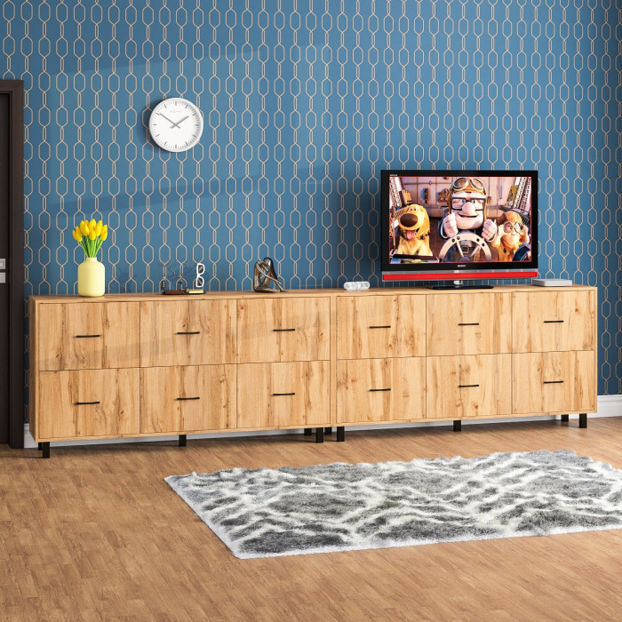 Комод РВК 127-1704 + Комод РВК 127-1704, цвет дуб вотан, ШхГхВ 340,8х37,4х87 см.