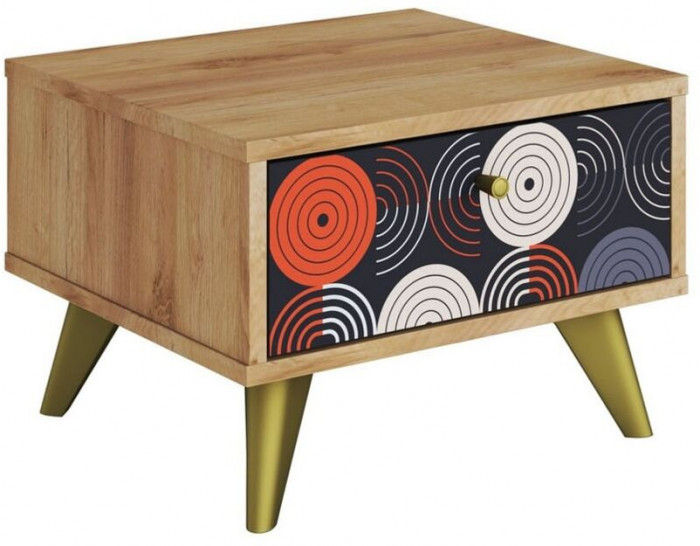 Фьюжн Тумба прикроватная ТМ-004, крафт золотой/Vinil