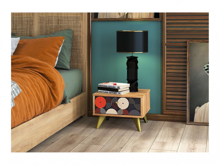 Фьюжн Тумба прикроватная ТМ-004, крафт золотой/Vinil