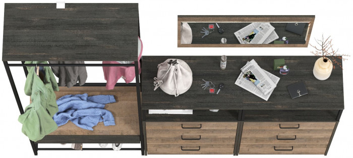 Трувор Прихожая 219, цвет дуб гранж песочный/интра, ШхГхВ 212х37х194,2 см., универсальная сборка