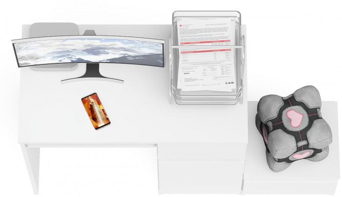 Мори компьютерный стол МС-1 правый + Тумба ТМП400.1, белый