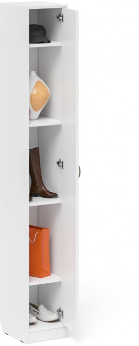 Прихожая П-6-350 Пенал, цвет белая шагрень/фасады МДФ белое дерево фрезеровка прованс, ШхГхВ 30х35х210 см., универсальная сборка