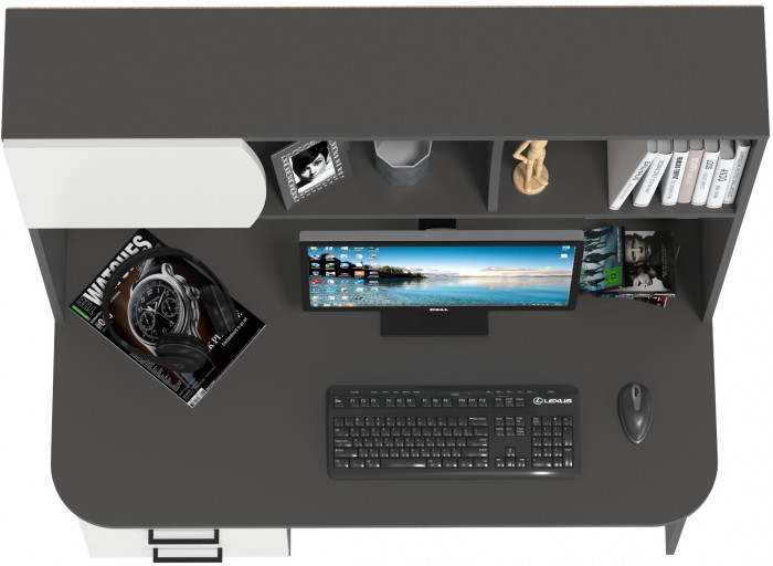 Стол рабочий 6-0606граф/бел Сигма, графит/белый