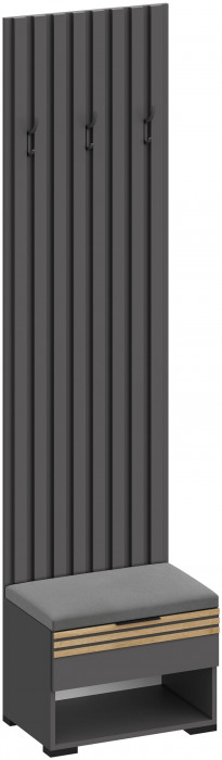 Модульная Прихожая Нао, набор №6, Графит/Графит, Дуб вотан, Simple 27