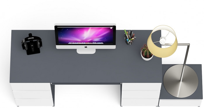 Мори Стол компьютерный МС-2 + Тумба ТМП400.1, цвет графит/белый, ШхГхВ 175,8х50х76,6 см., универсальная сборка