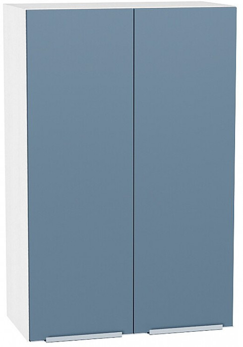 Кухонный гарнитур Фьюжн-03, МДФ, 260 см, Белый/Синий шелк (Гранит белый)