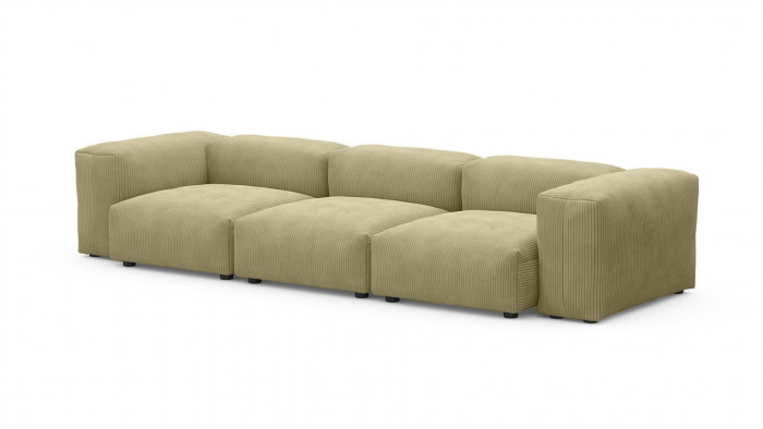 Диван Фиджи трехсекционный Cilium Cream 315*116*62 см, Бежевый Вельвет Нераскладной Фиеста