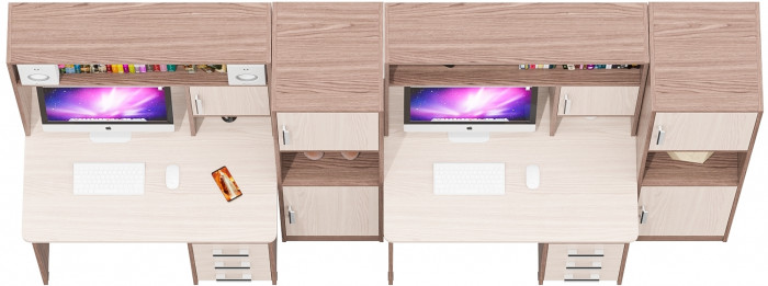 С-МД-СК9 Компоновка № 06, цвет ясень шимо светлый/ясень шимо тёмный, ШхГхВ 290х70х160 см., НЕ универсальная сборка