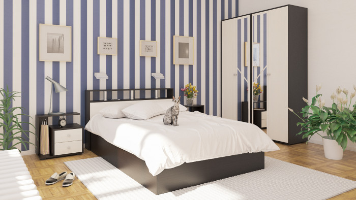 Камелия Тумба прикроватная - комплект из 2 шт.(левая + правая), цвет венге/дуб лоредо, ШхГхВ 56х39х55,2 + 56х39х55,2 см.