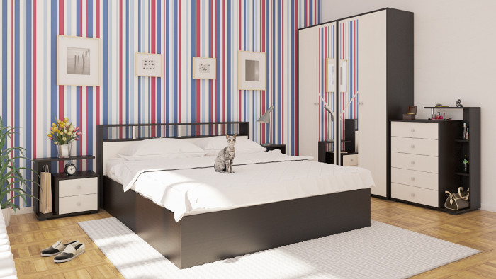 Камелия Тумба прикроватная - комплект из 2 шт.(левая + правая), цвет венге/дуб лоредо, ШхГхВ 56х39х55,2 + 56х39х55,2 см.