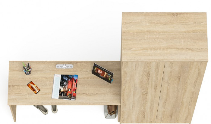 Мори Стол письменный МСП1200.1 + Шкаф МШ800.1, цвет дуб сонома, ШхГхВ 200,8х50,4х209,6 см., универсальная сборка