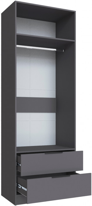 Шкаф Мадрид (0,8) с 2 ящ. без зеркала, Графит серый