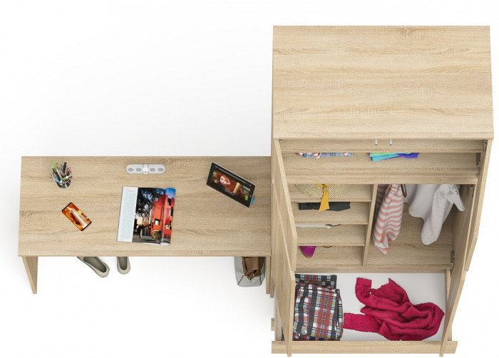 Мори письменный стол МСП1200.1 + Шкаф МШ900.1 + Антресоль МА900.1, дуб сонома