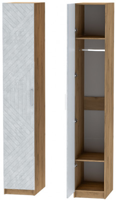 Шкаф-пенал №1 "Иннэс-7" - Крафт золотой/Бетон снежный