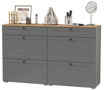 Остин 16.121 Тумба для обуви + 16.121 Тумба для обуви, серый графит/дуб крафт золотой