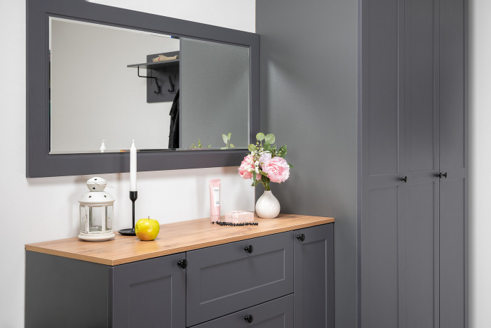 Остин Прихожая 14, цвет серый графит/дуб крафт золотой, ШхГхВ 200х54,3х229,6 см., универсальная сборка