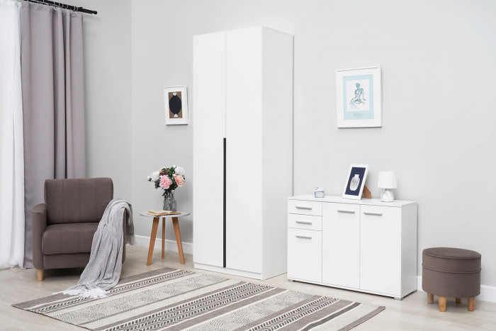 Шкаф распашной с наполнением (3 полки + штанга) ШК 5 (800), Белый